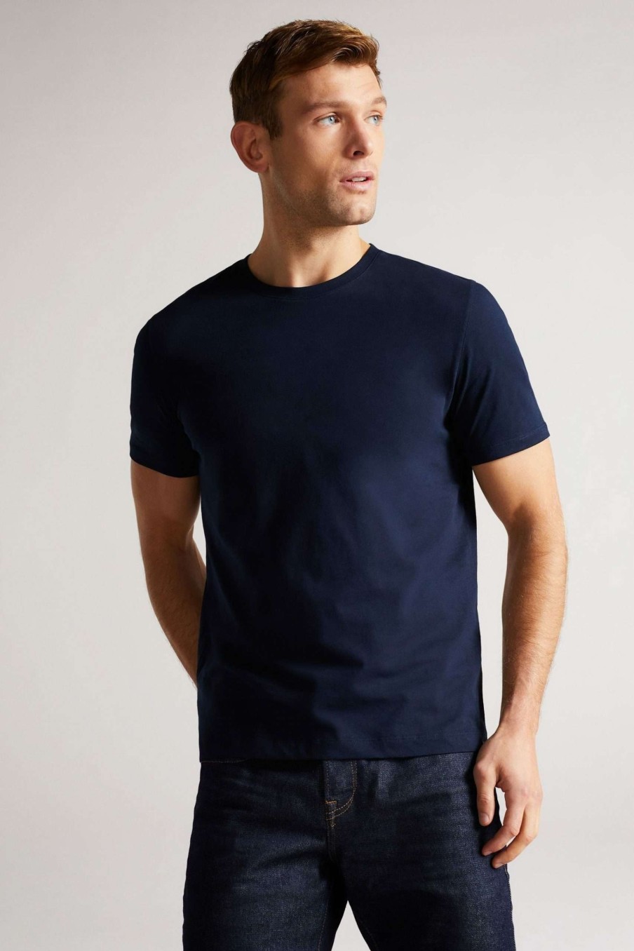 Clothing * | Ted Baker Hawking Navy Blue Plain T-Shirt Special