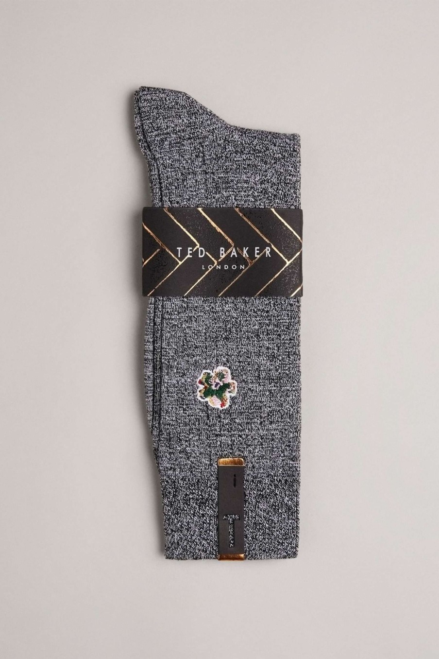 Homeware * | Ted Baker Boelow Grey Flower Embroidery Socks Closeout Sale