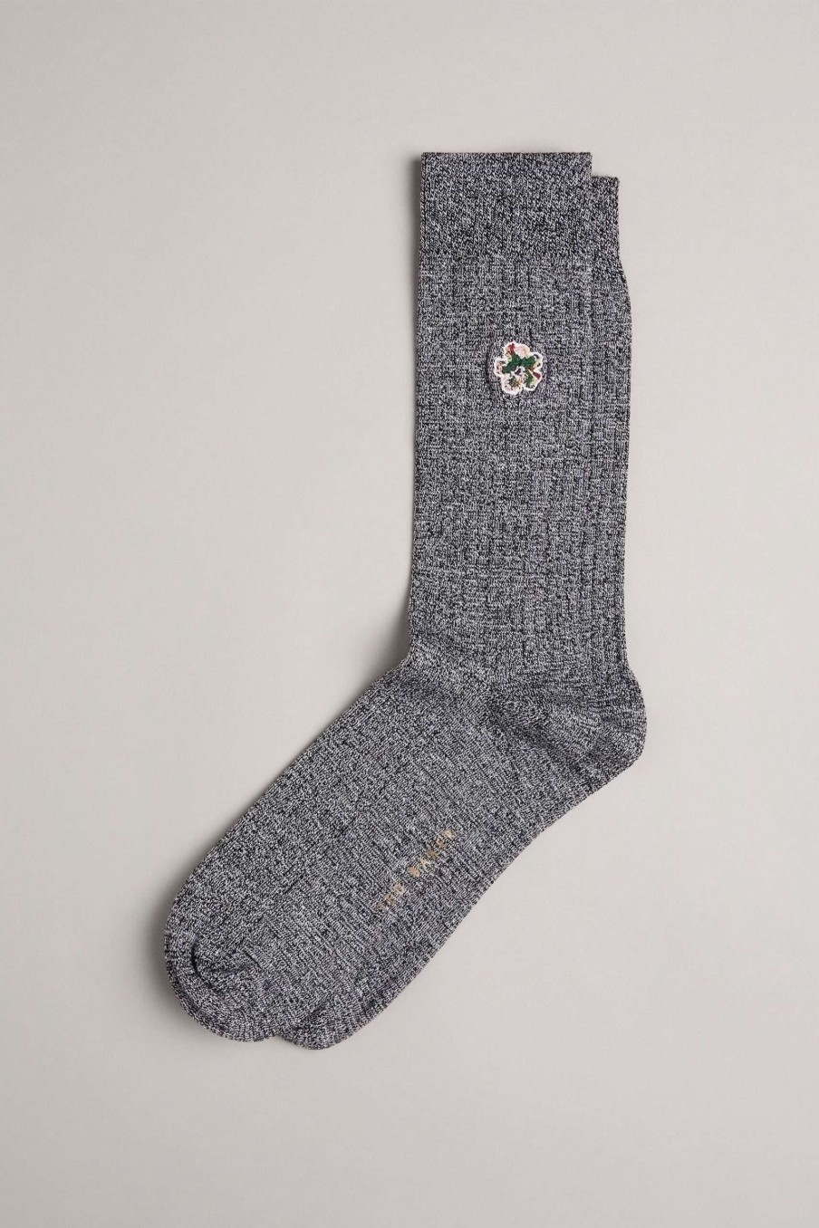 Homeware * | Ted Baker Boelow Grey Flower Embroidery Socks Closeout Sale