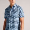 Clothing * | Ted Baker Blue Retro Spot Print Shirt Classical