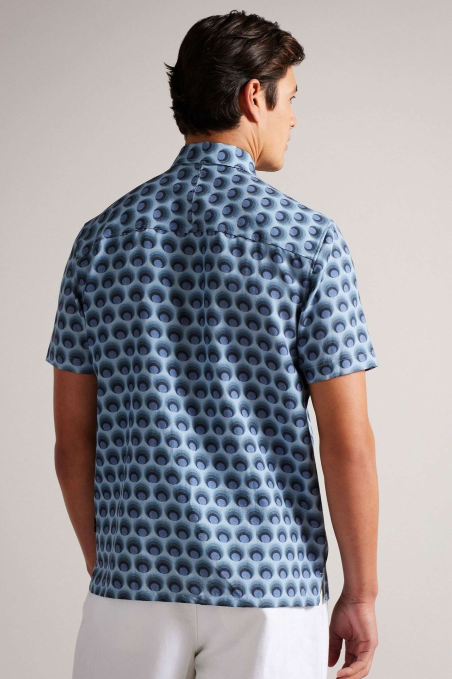 Clothing * | Ted Baker Blue Retro Spot Print Shirt Classical