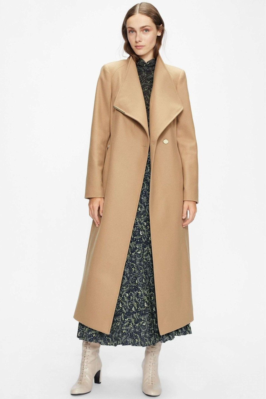 Clothing * | Ted Baker Rosell Black Long Length Wool Wrap Coat Promotion