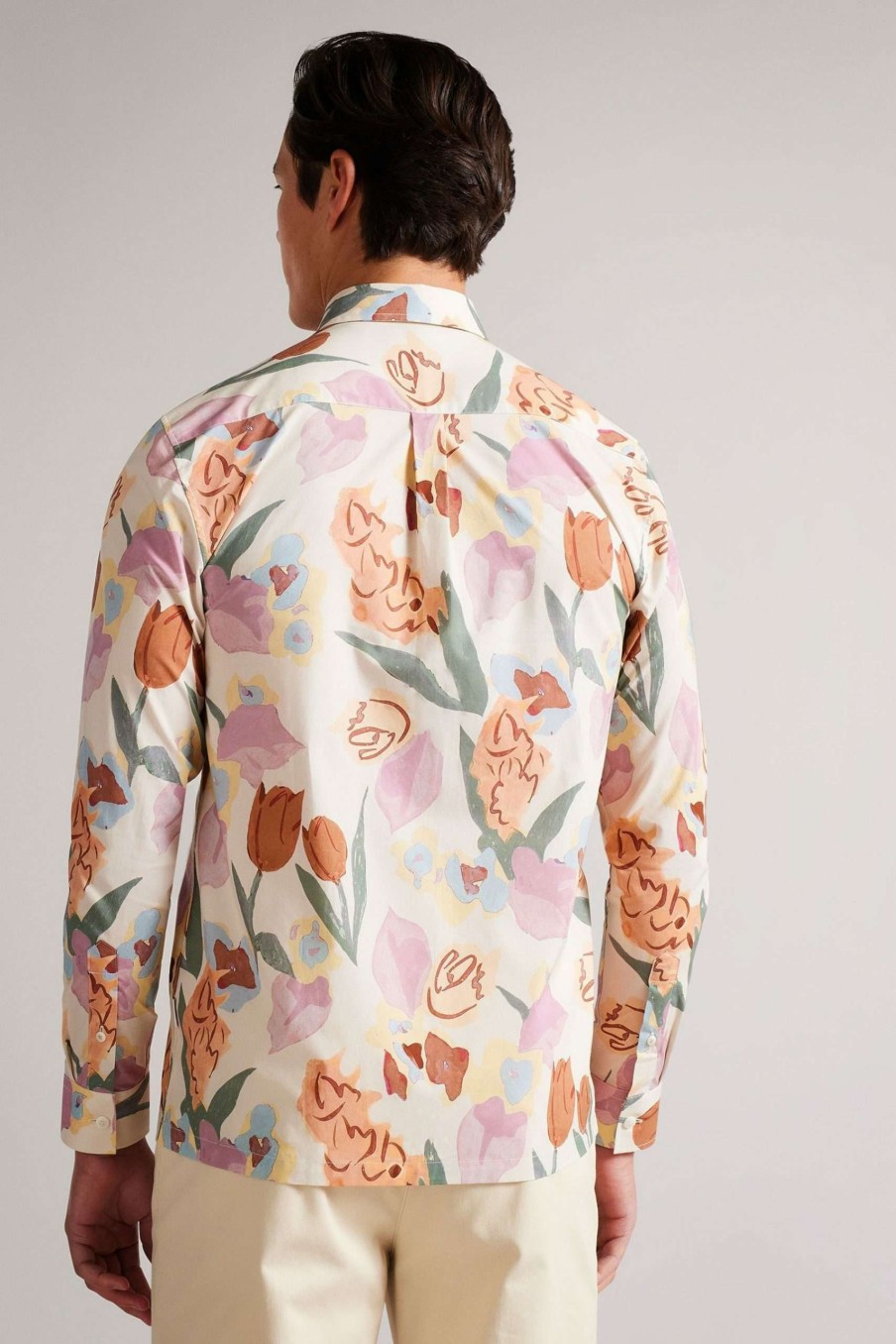 Clothing * | Ted Baker Natural Floral Printed Shirt Shop