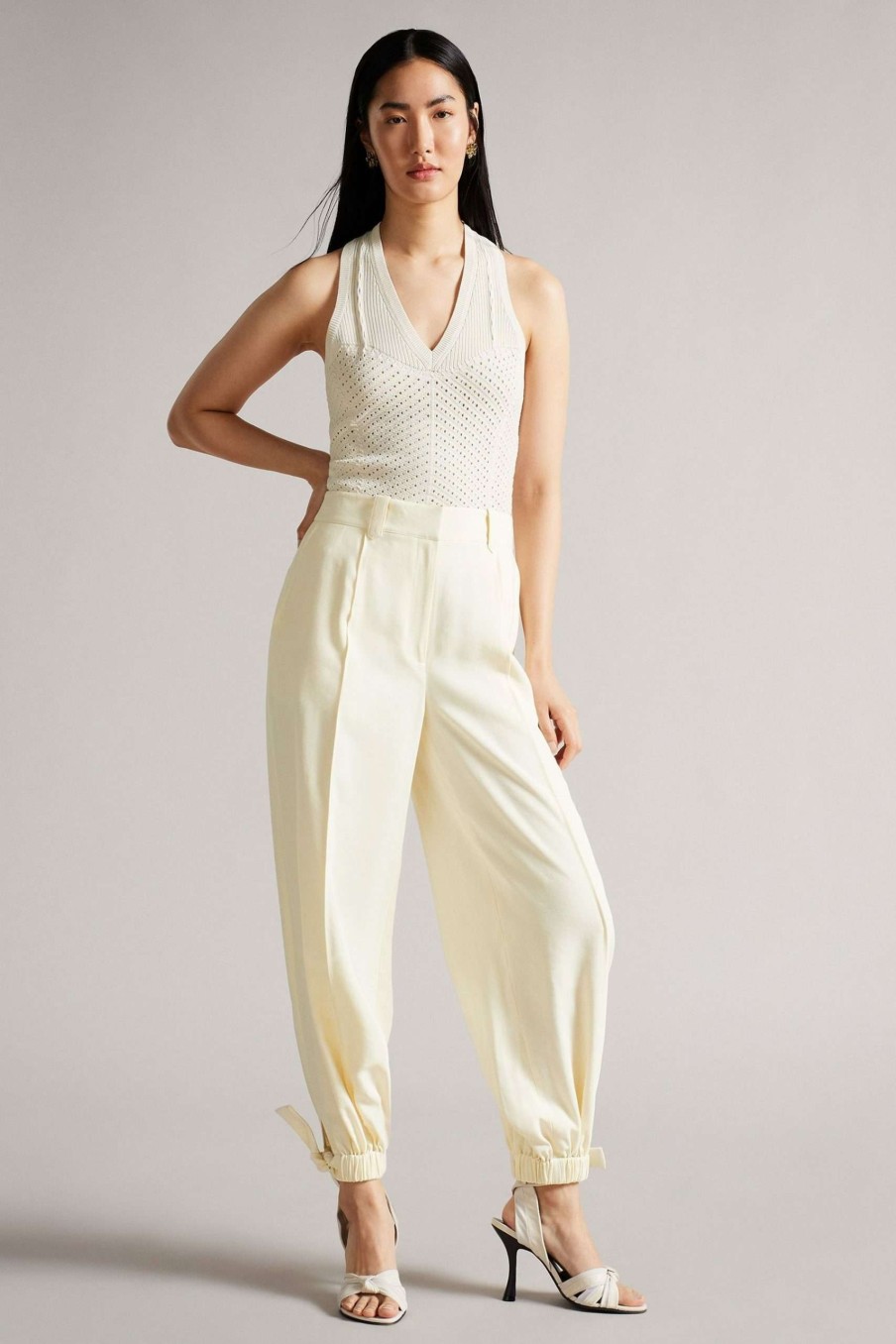 Clothing * | Ted Baker Madolyn Natural Tailored Harem Trousers Cut Price