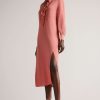 Clothing * | Ted Baker Mid Pink Faithiy Asymmetric Ruffle Midi Skirt Dress Sale Online