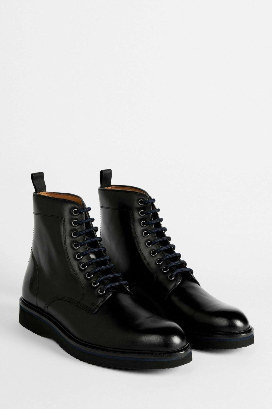 Footwear * | Ted Baker Black Linton Wedge Sole Derby Boots Top Selling