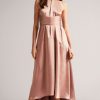 Clothing * | Ted Baker Mmilly Dusky Pink High Low Halter Dress New Threads