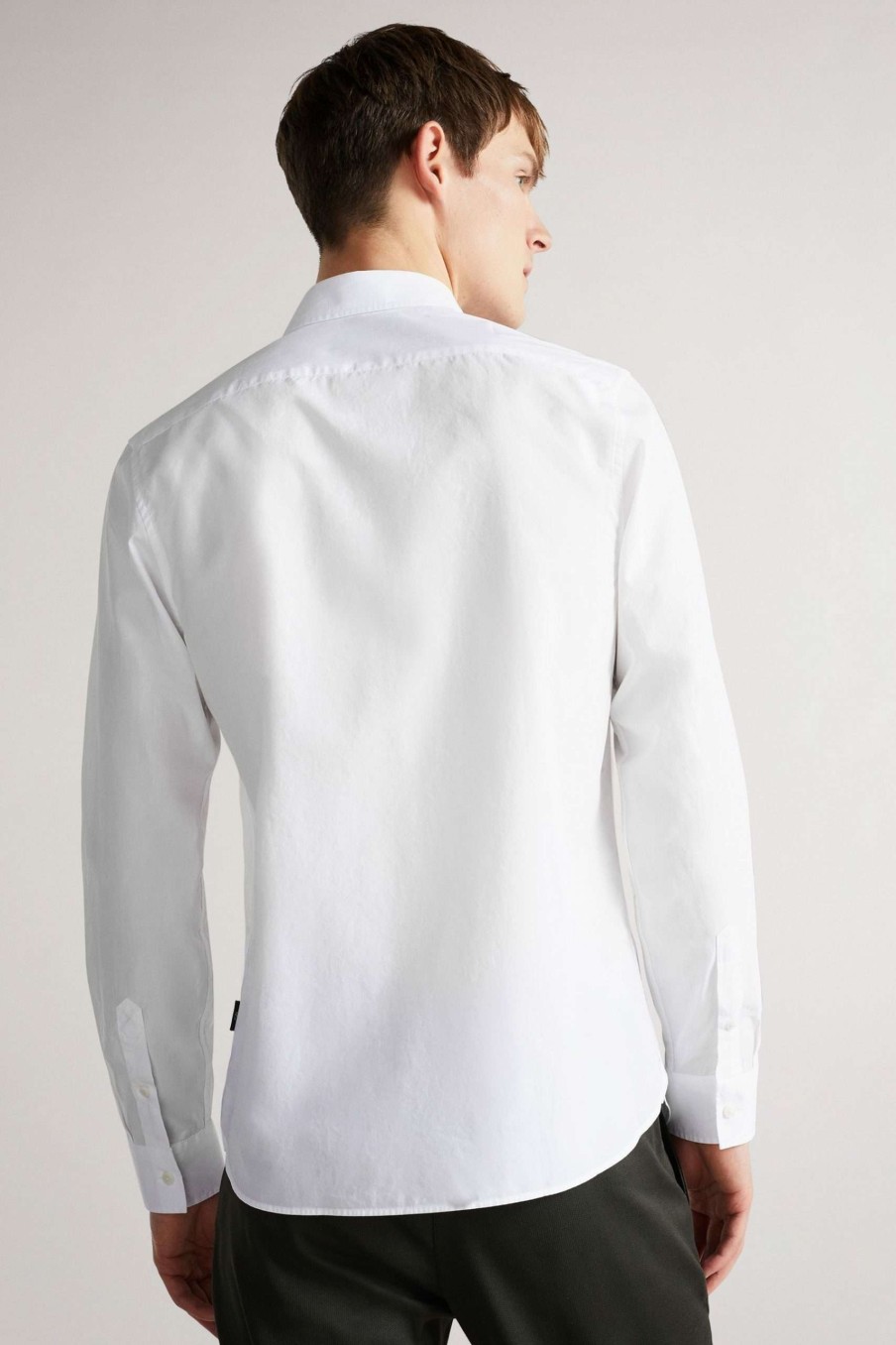 Clothing * | Ted Baker Men White Sonikk Long Sleeve Tonal Poplin Shirt Limited Edition