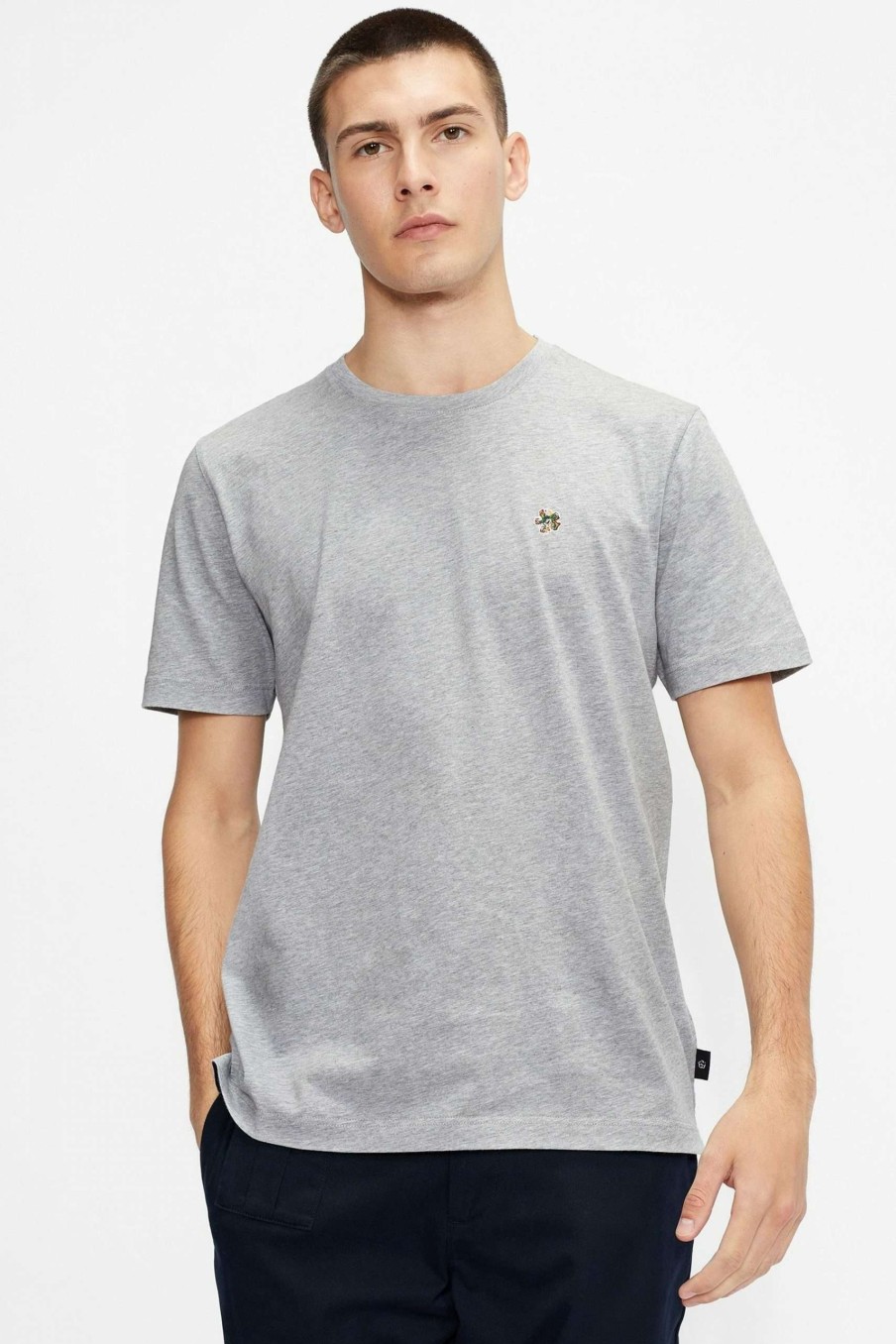 Clothing * | Ted Baker Grey Oxford Short Sleeve T-Shirt Fashion