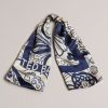 Homeware * | Ted Baker Blue Helari Summer Bloom Retro Swirl Silk Square Scarf Best-Selling