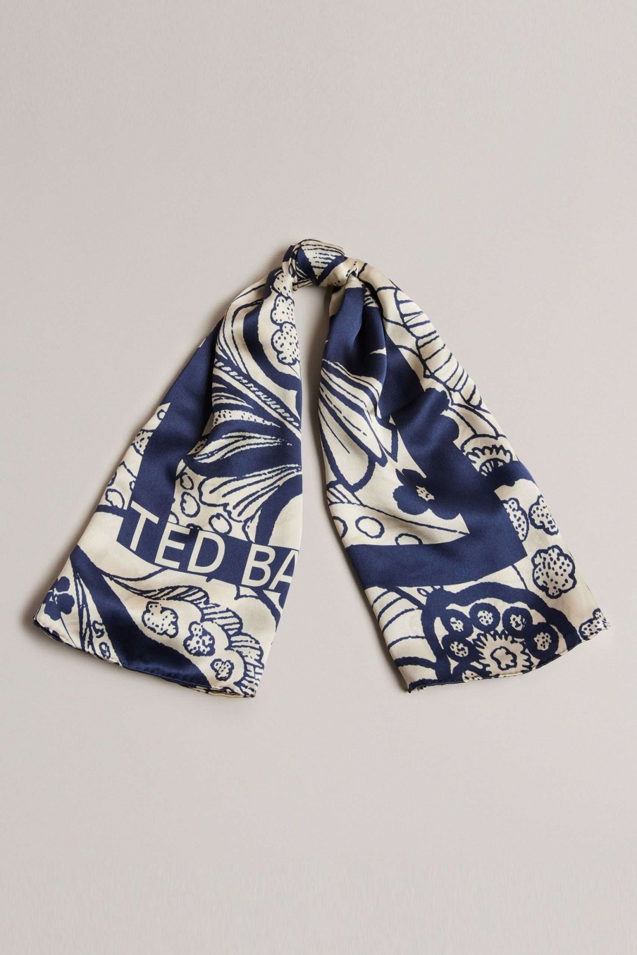 Homeware * | Ted Baker Blue Helari Summer Bloom Retro Swirl Silk Square Scarf Best-Selling