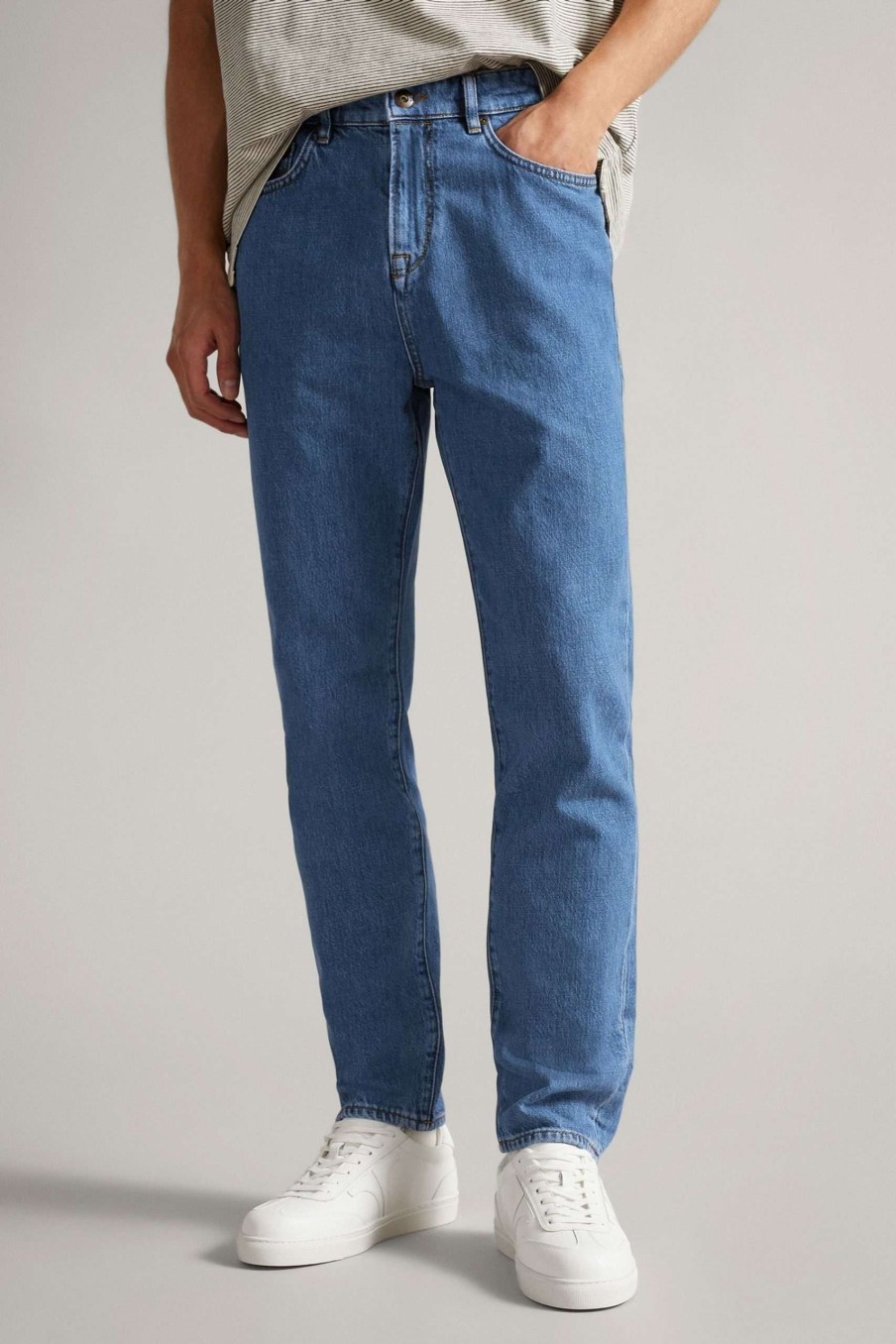 Clothing * | Ted Baker Mid-Blue Cambly Slim Leg Denim Jeans Best-Selling