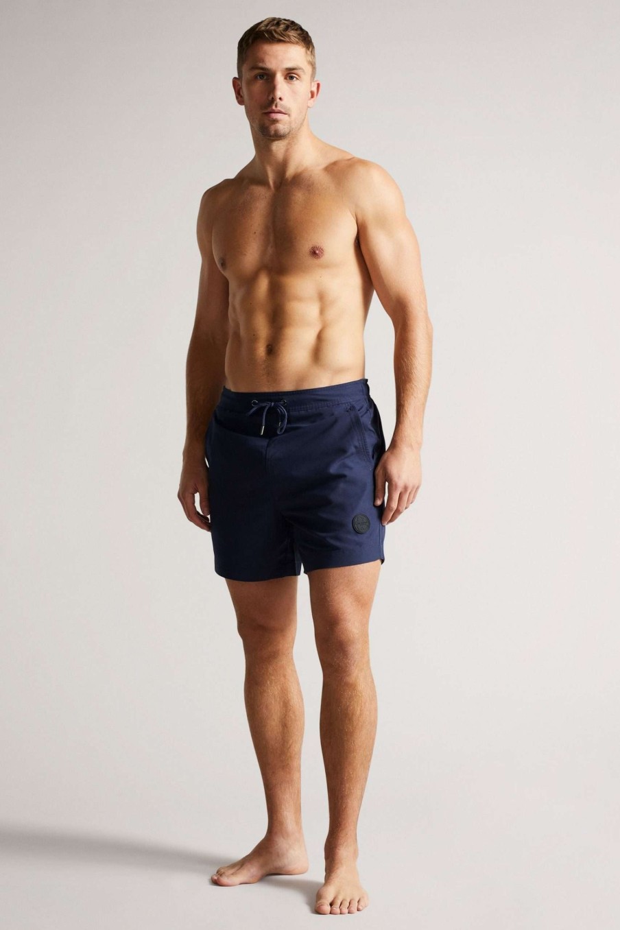 Clothing * | Ted Baker Trehil Navy Blue Plain Swim Shorts Sale Online