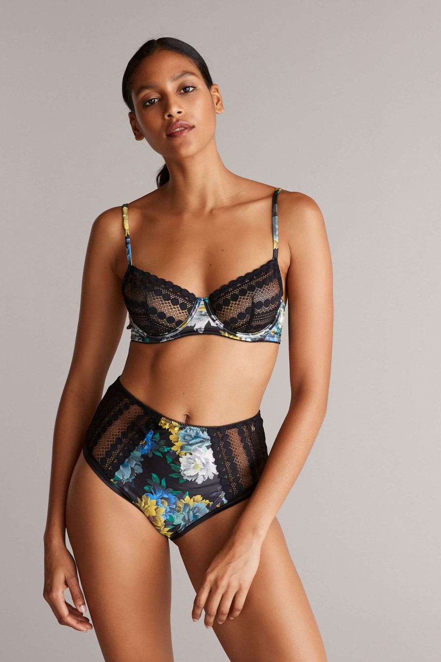 Clothing * | Ted Baker Black Floral Non Pad Underwire Bra Sale Online