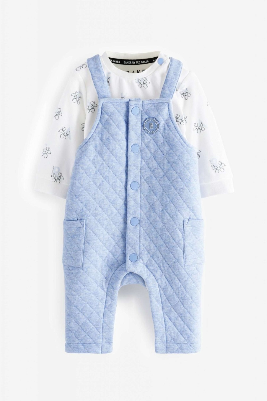 Gift Set * | Ted Baker Blue Quilted Dungarees Set Opening Sales