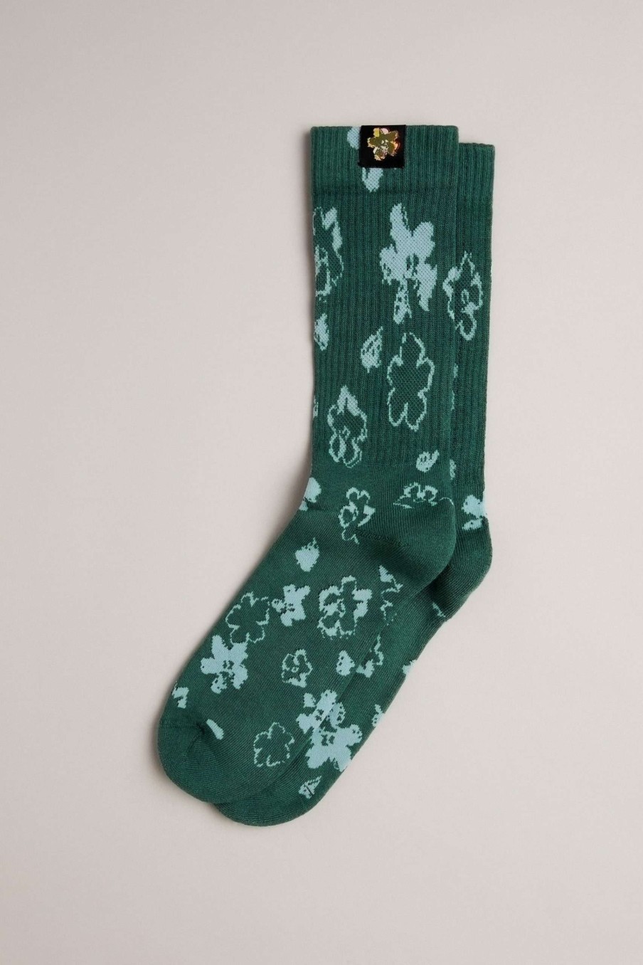 Homeware * | Ted Baker Magsock Green Magnolia Pattern Socks Closeout Sale