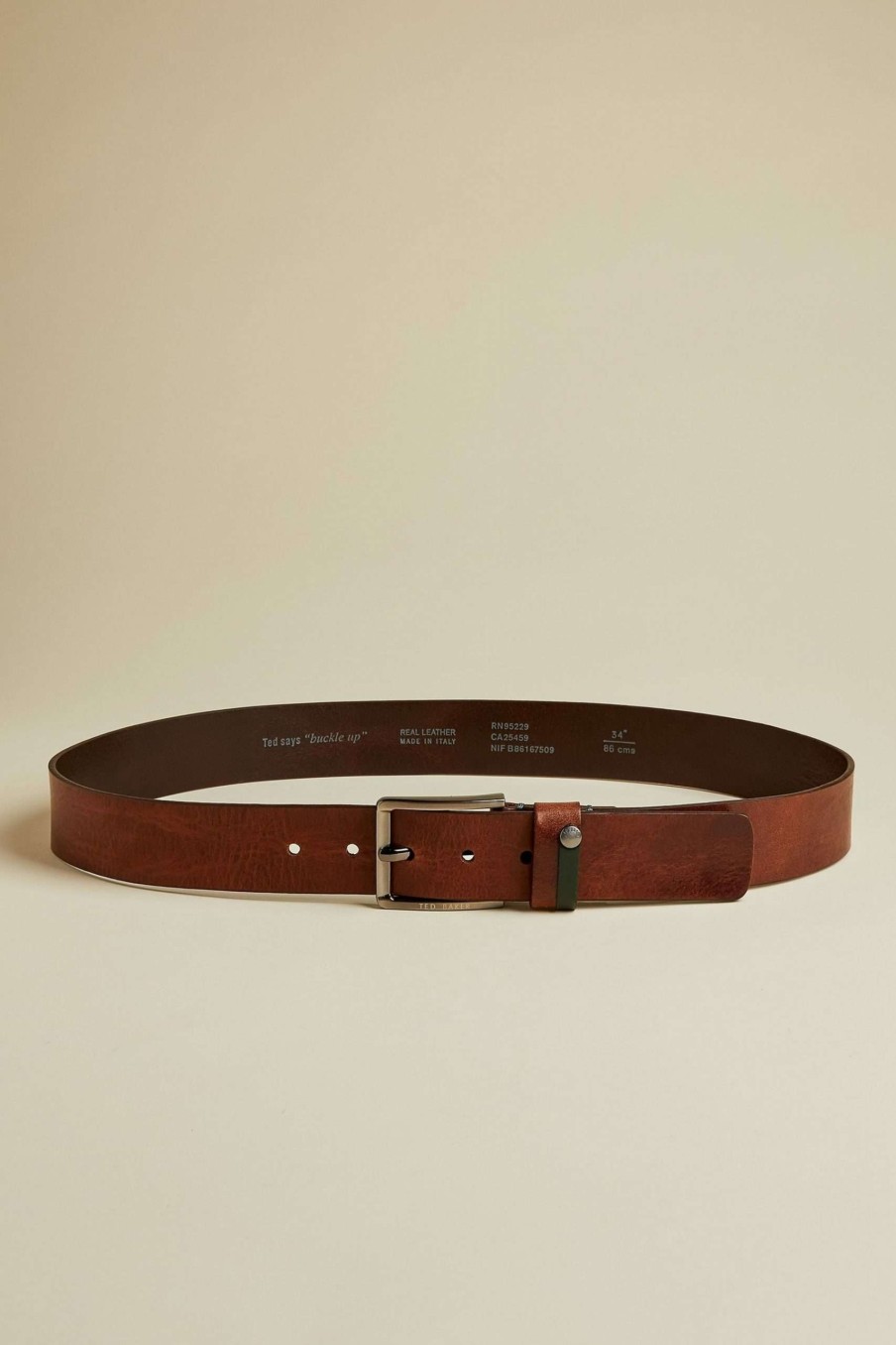 Homeware * | Ted Baker Brown Keepsak Contrast Keeper Leather Belt Online Store