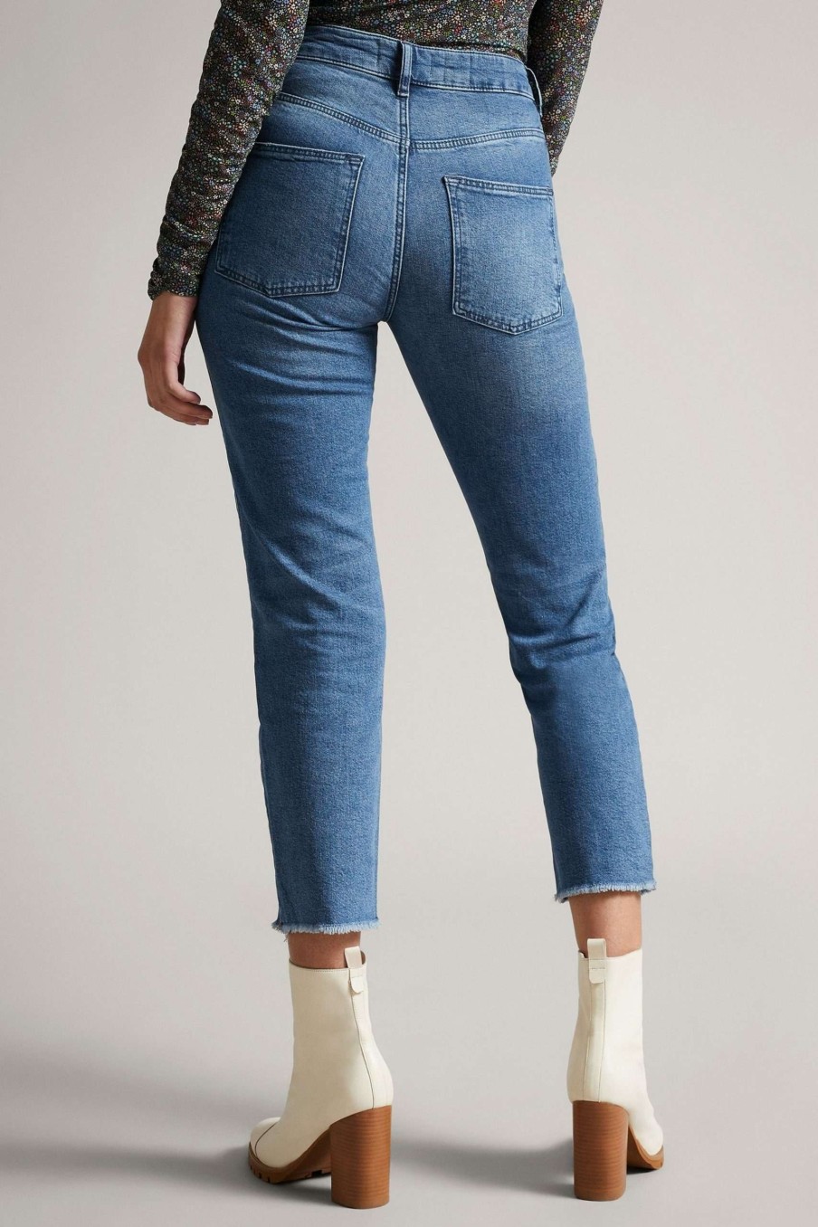 Clothing * | Ted Baker Blue Mid-Wash Straight Leg Denim Jeans Gift Selection