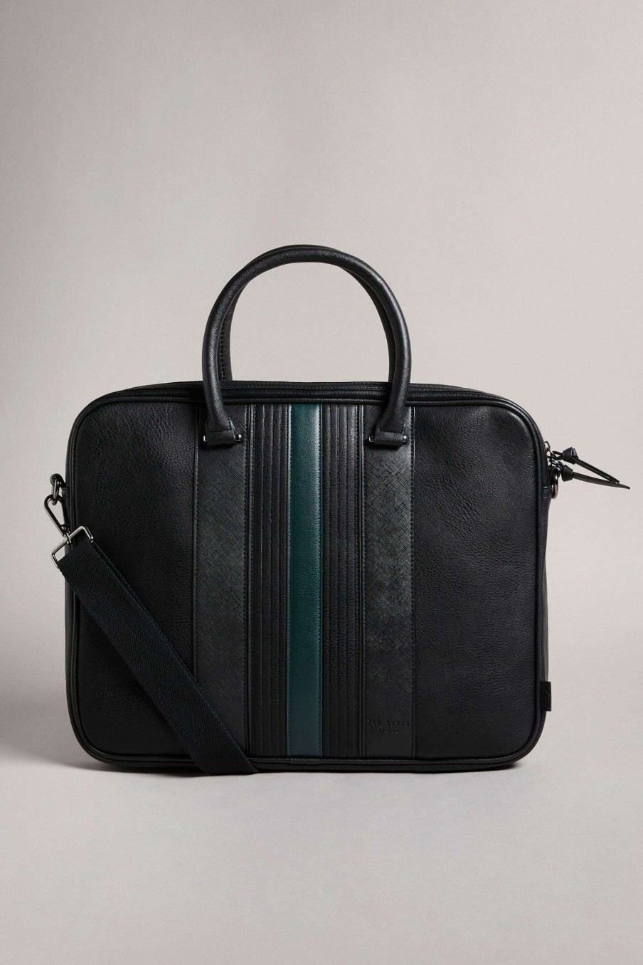 Homeware * | Ted Baker Nevver Black Striped Pu Document Bag Free Delivery