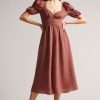 Clothing * | Ted Baker Pink Angeia Textured Crep Button Front Midi Dress Free Delivery