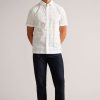 Clothing * | Ted Baker White Imka Short Sleeve Perforated Check Shirt Fashion