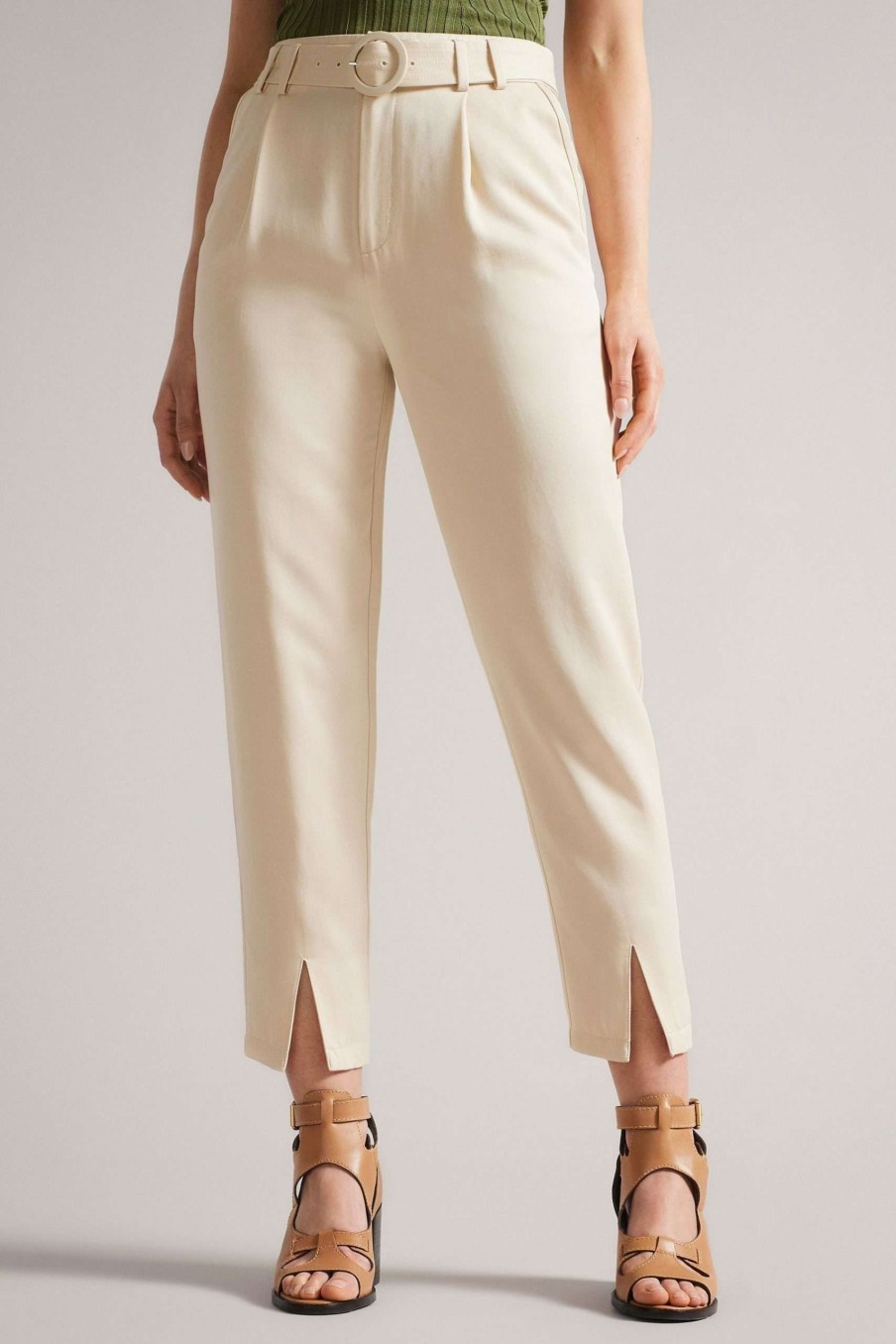 Clothing * | Ted Baker Cream Ninette High Waist Carrot Leg Trousers Limited Edition