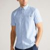 Clothing * | Ted Baker Capsho Blue Short Sleeve Oxford Shirt Attractive