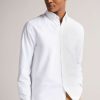 Clothing * | Ted Baker Paplet White Long Sleeve Oxford Shirt Cut Price