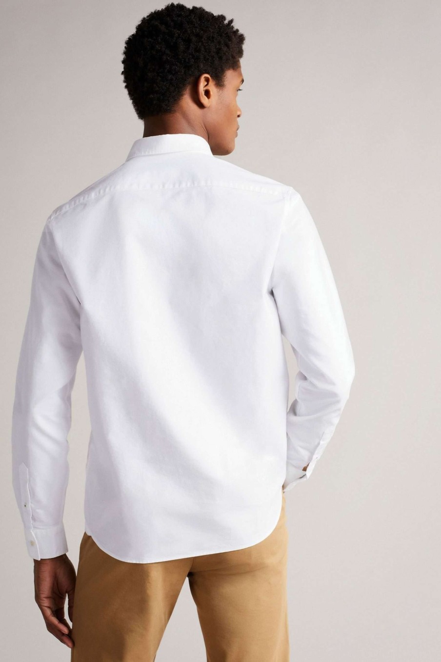 Clothing * | Ted Baker Paplet White Long Sleeve Oxford Shirt Cut Price