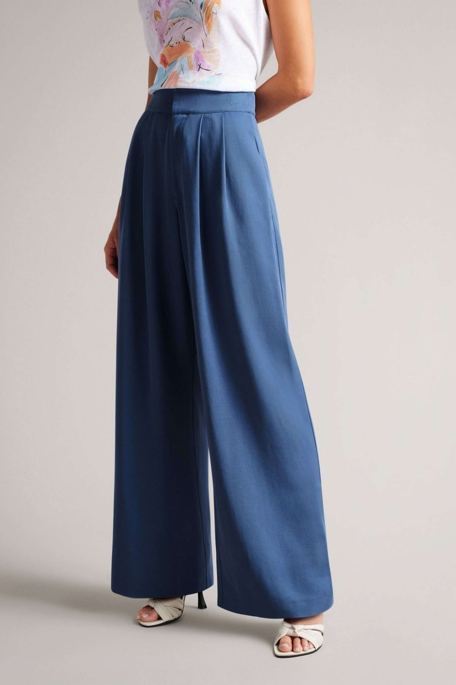 Clothing * | Ted Baker Blue Palazzo Trousers Limited Edition