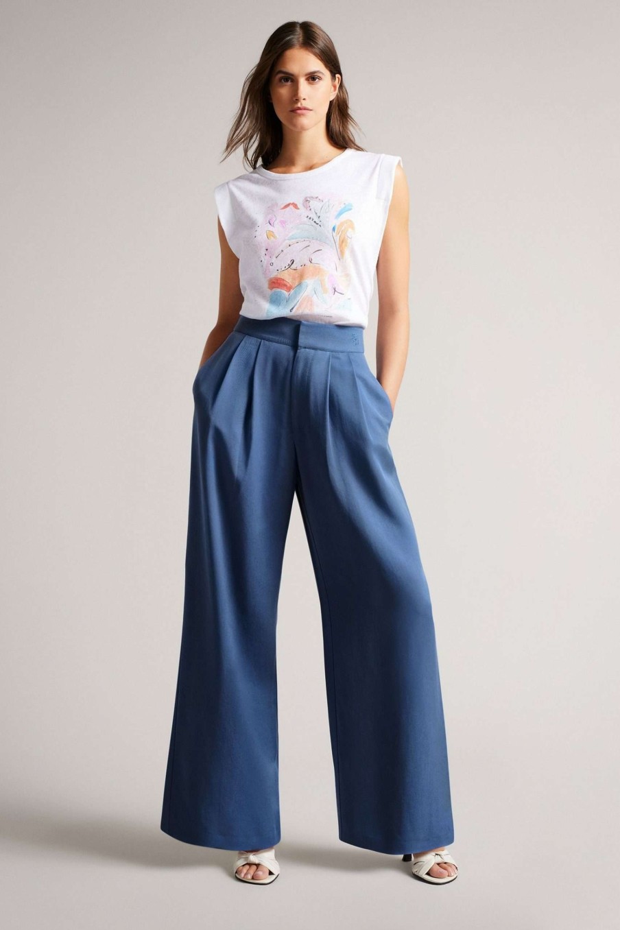 Clothing * | Ted Baker Blue Palazzo Trousers Limited Edition