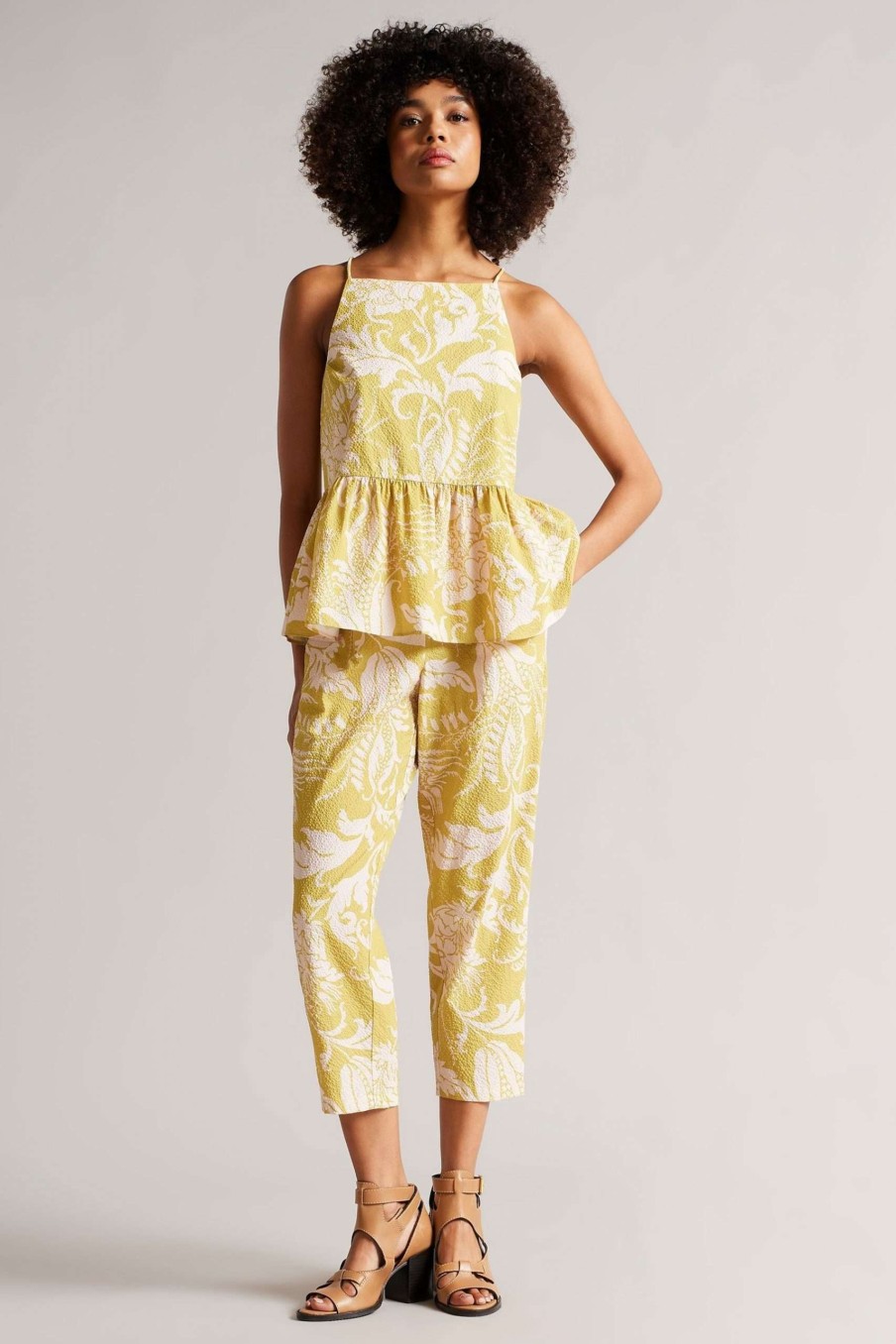 Clothing * | Ted Baker Yellow Kaylani High Waist Carrot Leg Trousers Limited Edition