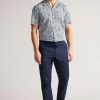 Clothing * | Ted Baker Blue Boxwel Camburn Fit Textured Trousers Promotion