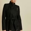 Clothing * | Ted Baker Black Rosess Short Wool Wrap Coat Cut Price