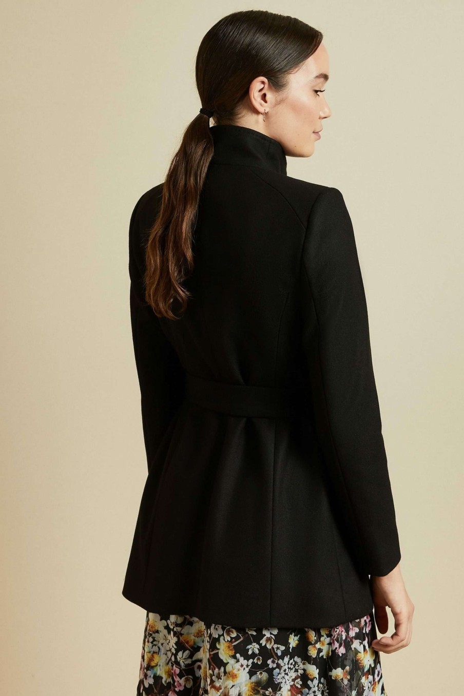 Clothing * | Ted Baker Black Rosess Short Wool Wrap Coat Cut Price