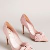 Footwear * | Ted Baker Hyana Dusky-Pink Moire Satin Bow 100Mm Court Shoes Limited Edition