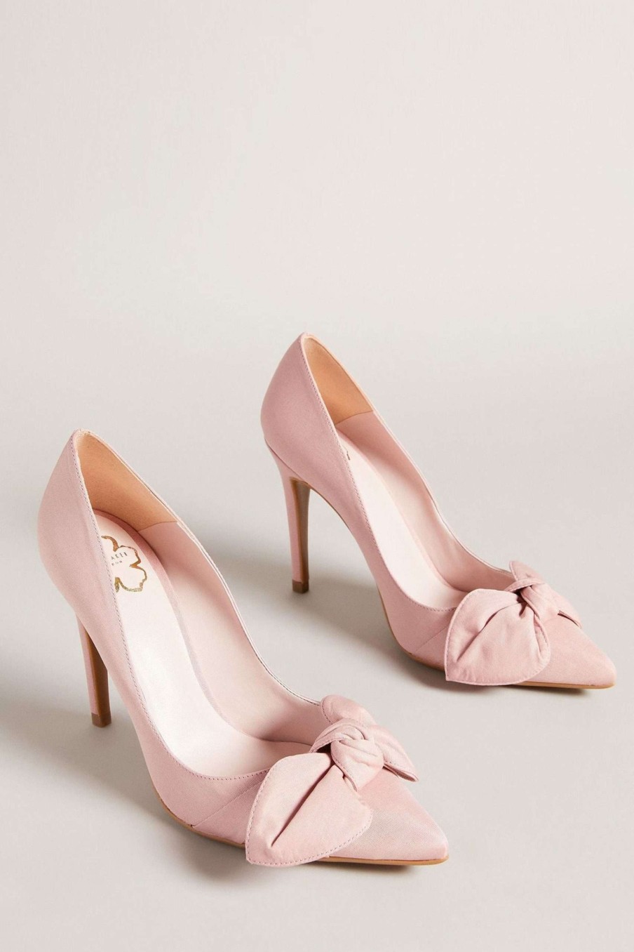 Footwear * | Ted Baker Hyana Dusky-Pink Moire Satin Bow 100Mm Court Shoes Limited Edition