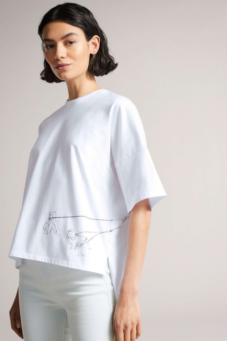 Clothing * | Ted Baker Gramiey White Graphic T-Shirt Sale Online